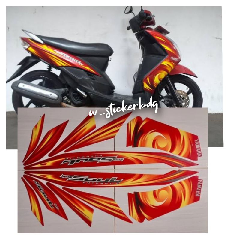 Striping Stiker Bodi Yamaha Mio Soul 2007 Merah