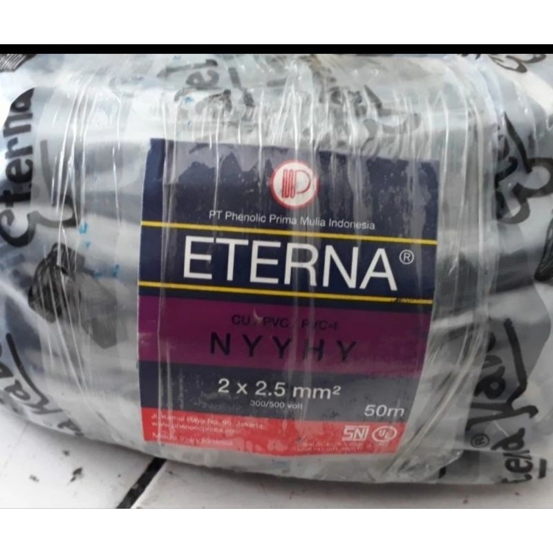 Eterna Kabel Listrik Hitam Serabut NYYHY 2x2.5 mm ( 50 Meter ) NYYHY 2 x 2.5 mm2 Hitam