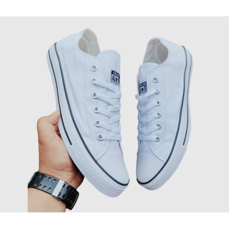 SEPATU PRIA UKURAN JUMBO BIG SIZE 45 46 CLASICS LOW PUTIH LIS HITAM CANVAS SNEAKERS KASUAL PRIA UKUR
