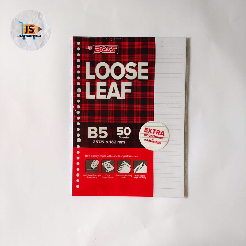 

Loose Leaf B5 isi 50 lembar Garis Big Boss / Kertas isi binder B5 isi 50 lembar Garis Big Boss