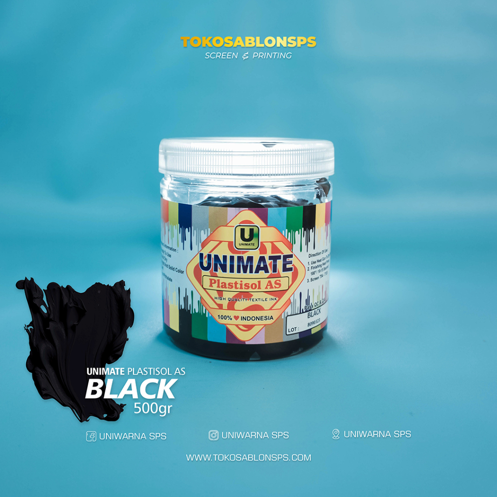 

Tinta Sablon Plastisol Unimate AS BLACK @500GR