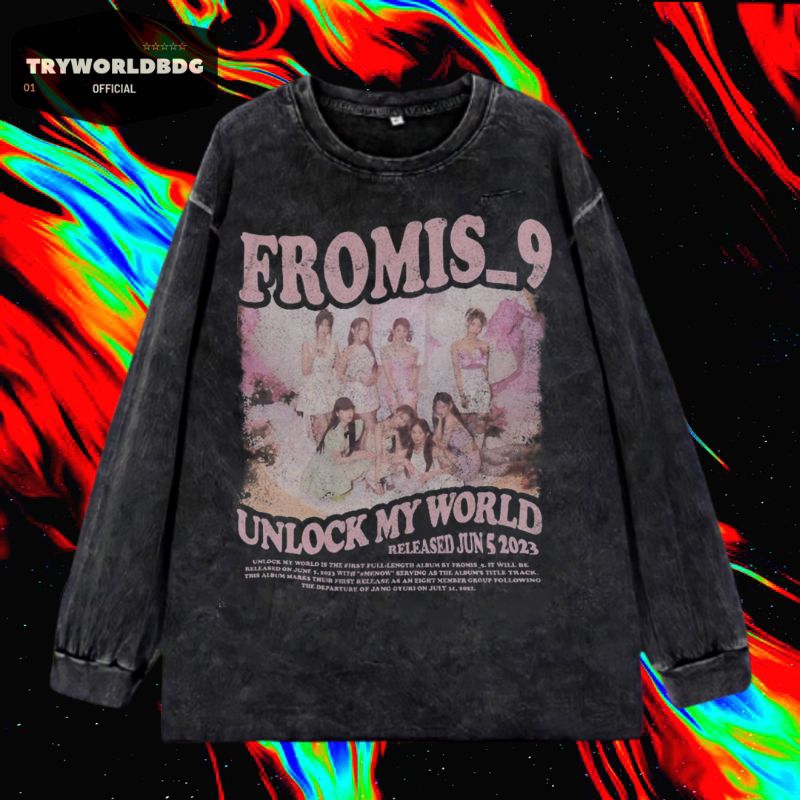 TRYWORLDBDG OFFICIAL "FROMIS_9" LONG SLEEVE | KAOS OVERSIZED | KAOS WASHED | STONE WASH | OVERSIZED 