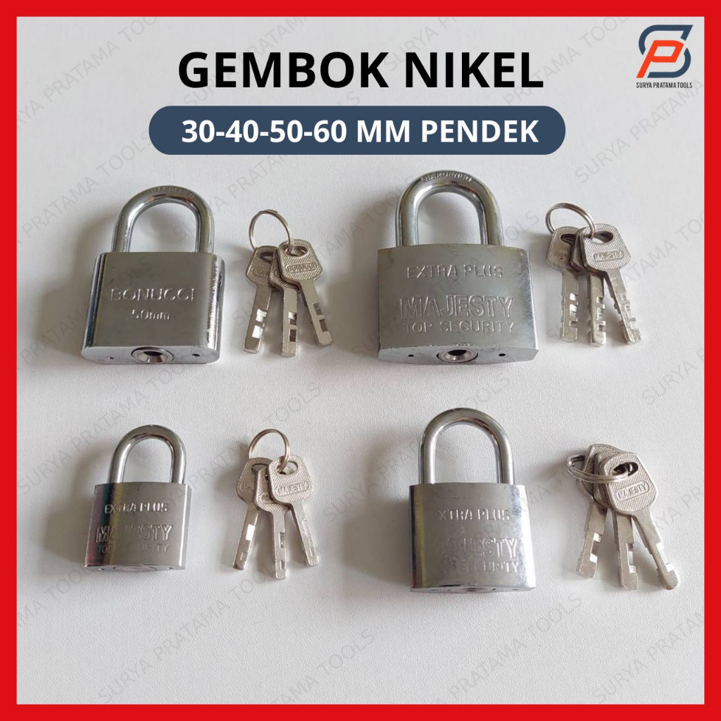 Gembok Nikel Pendek 30mm 40mm 50mm 60mm 30 40 50 60 mm Gembok Nekel Pintu Pagar