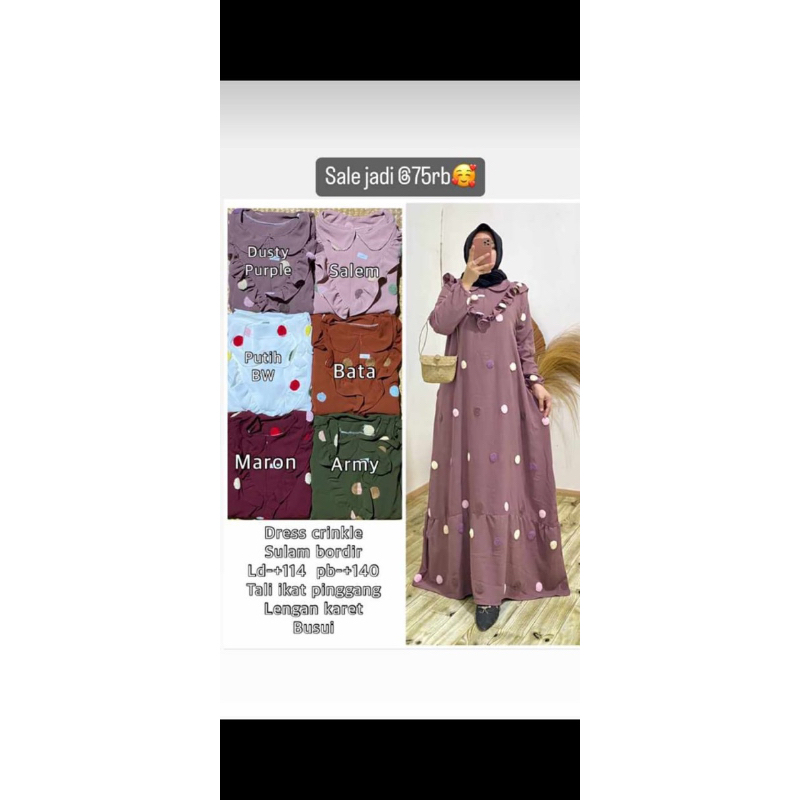 dress crinkle pompom tali ikat pinggang