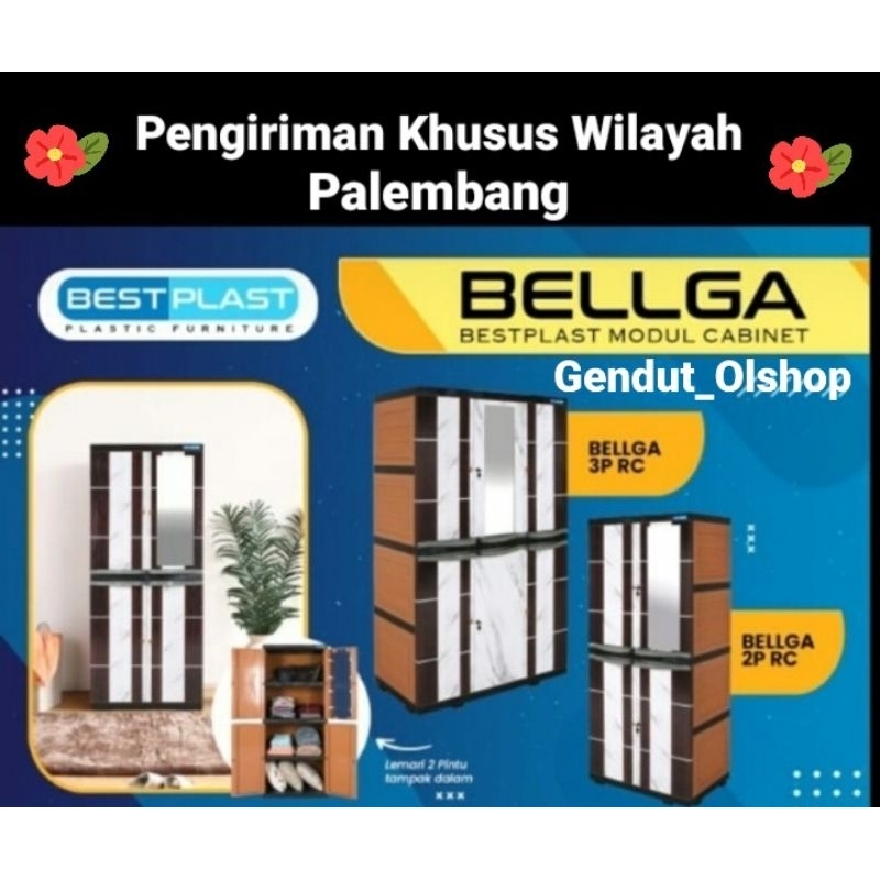 (Khusus Wilayah Palembang) Lemari Pakaian Plastik BELLGA 3Pintu BESTPLAST By Olymplast (Bahan Plasti