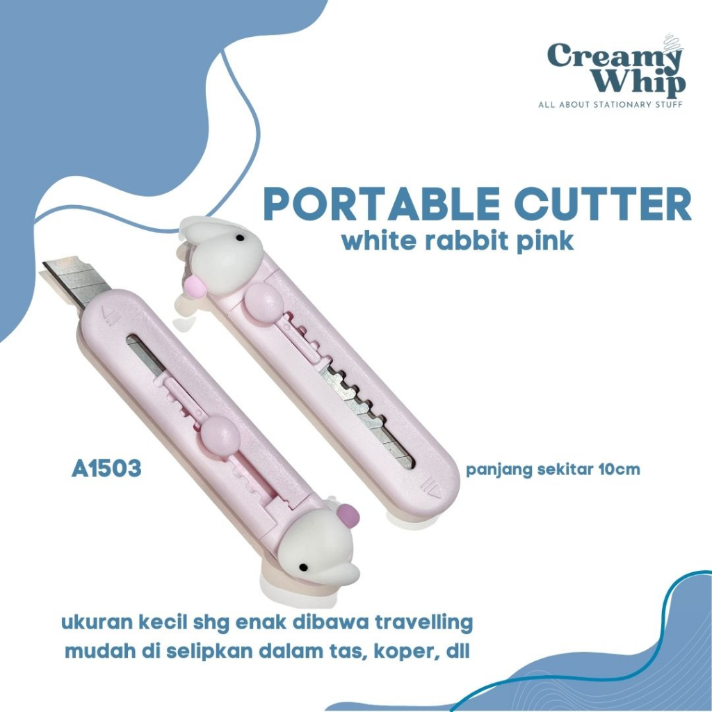 

Portable Pink White Rabbit Cutter - Cutter Mini Praktis Pisau Mini pembuka paket Travel Friendly Portable Cutter