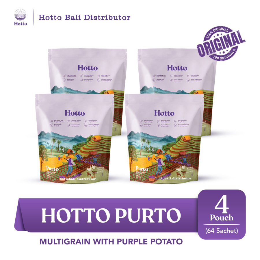 

Hotto Purto Oat 4 Pouch Isi 64 Sachets Superfood Multigrain Official Bali Distributor