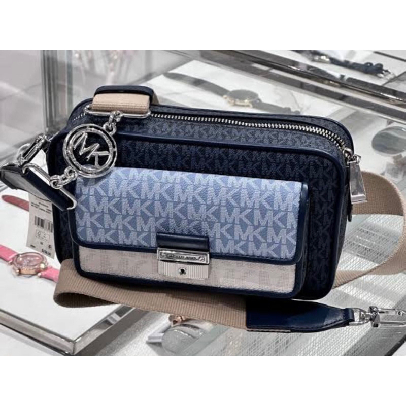 Ready & Good deal MK Bradshaw Signature Navy & Buttermilk Bag