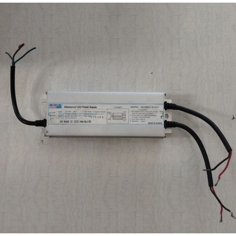 waterproof led power supply dc 12v 18a 216w second/bekas