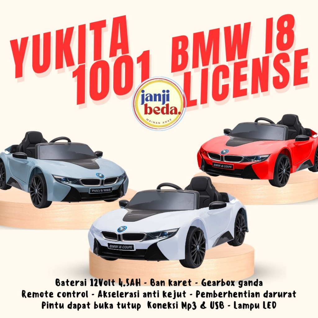 mainan anak Mobil i8 BMW i8 Aki Yukita 1001 Maenan Mobilan remote control keren bagus kado hadiah gi