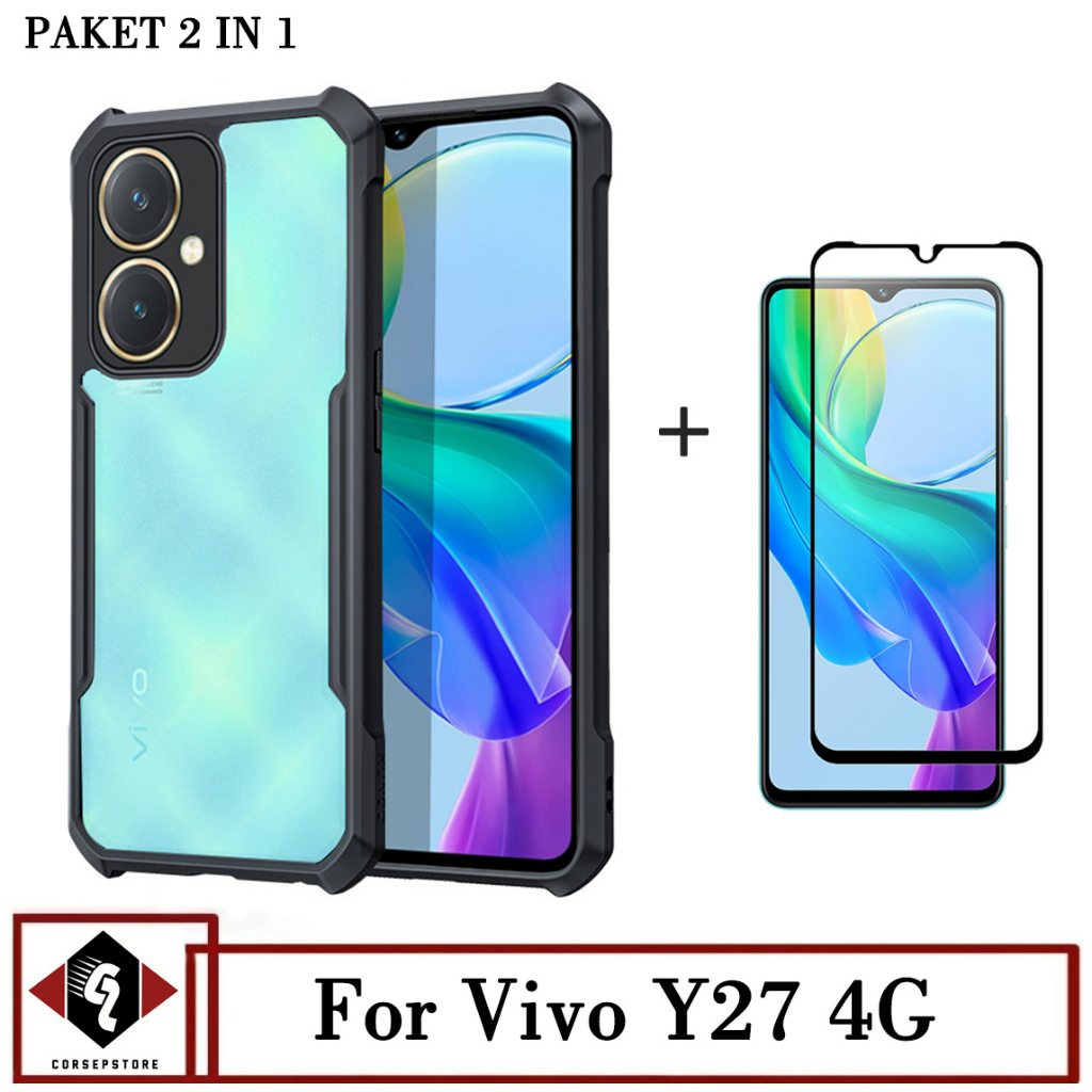 Promo Paket 2 IN 1 Case Transparan Vivo 27 4G Terbaru Free Tempered Glass Layar