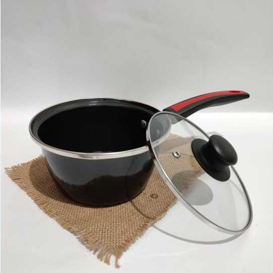 Panci Susu Enamel dan Tutup Kaca 18cm G-4018 GSF