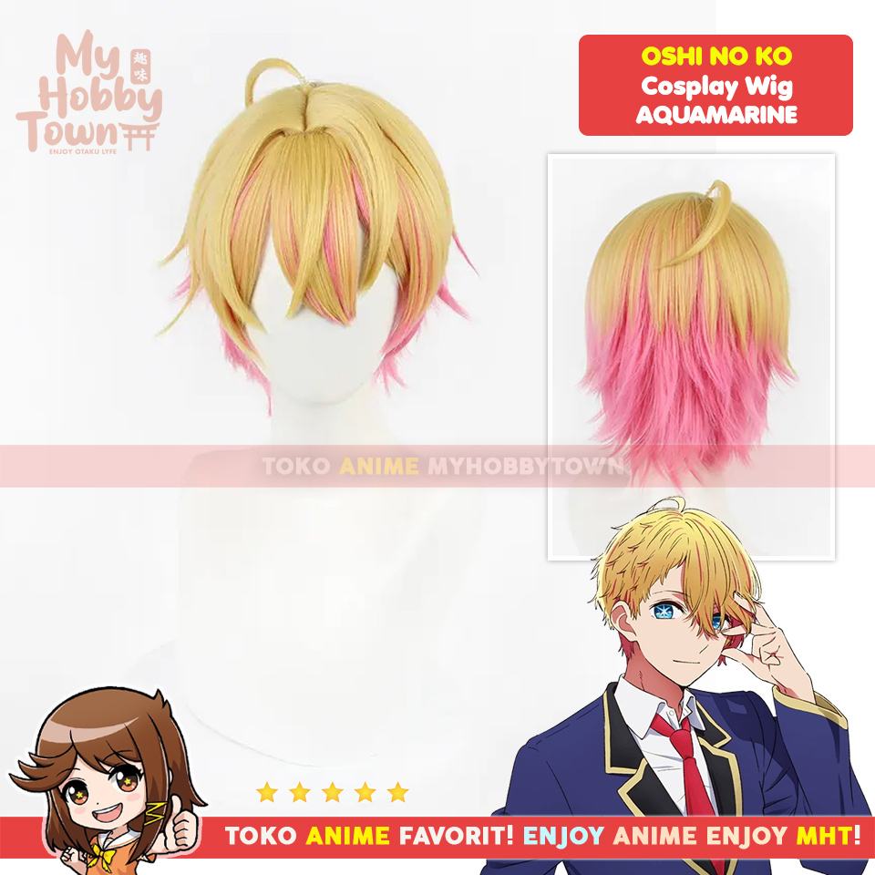 Wig Cosplay Anime Oshi no Ko : Aquamarine Hoshino Rambut Palsu