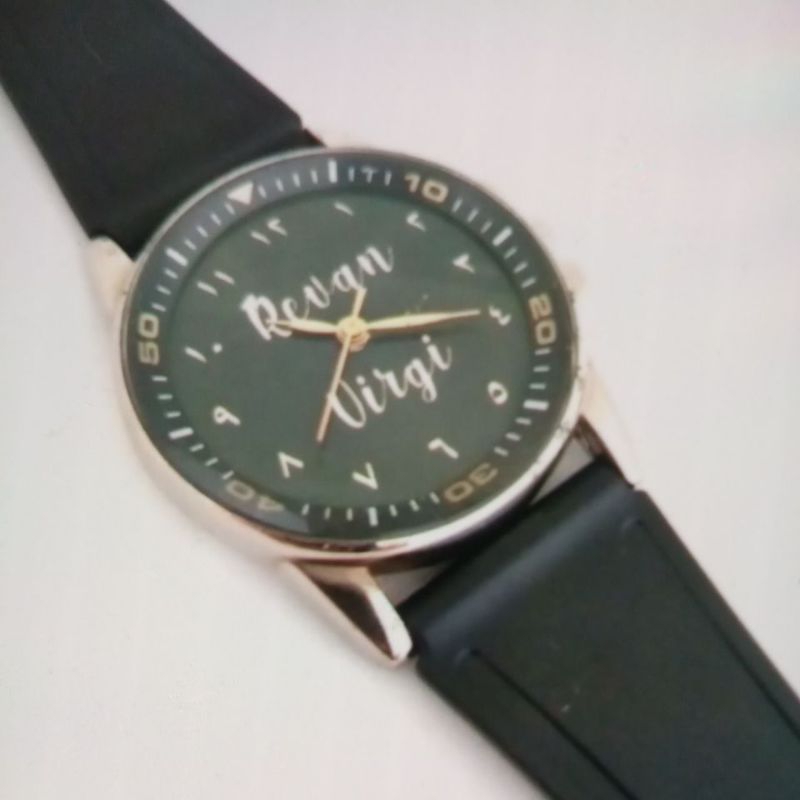jam tangan custom pria wanita angka arab putih