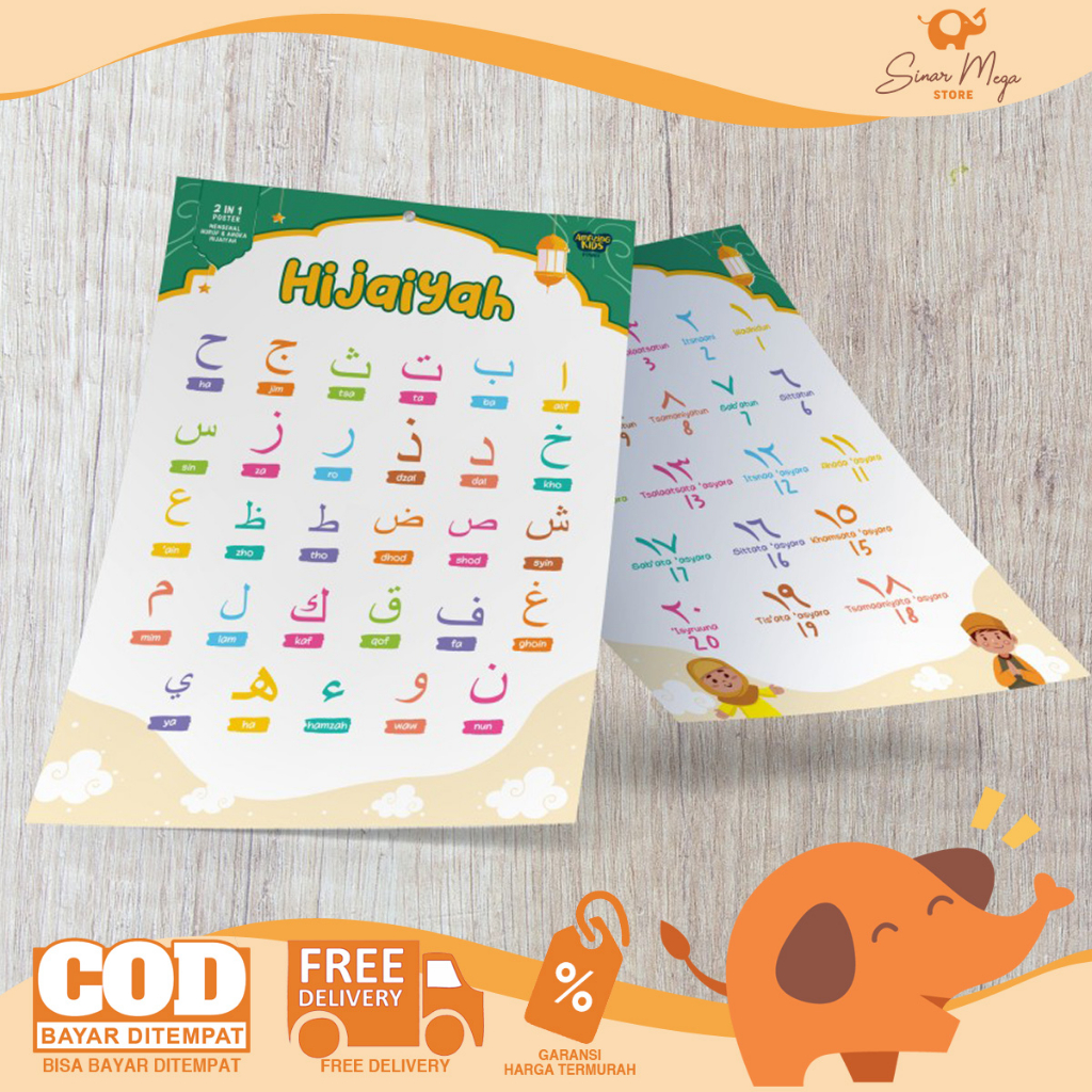 

AMAZING Poster 2 in 1 Huruf & Angka Hijaiyah / Poster Edukasi Anak (2 in 1 Poster)