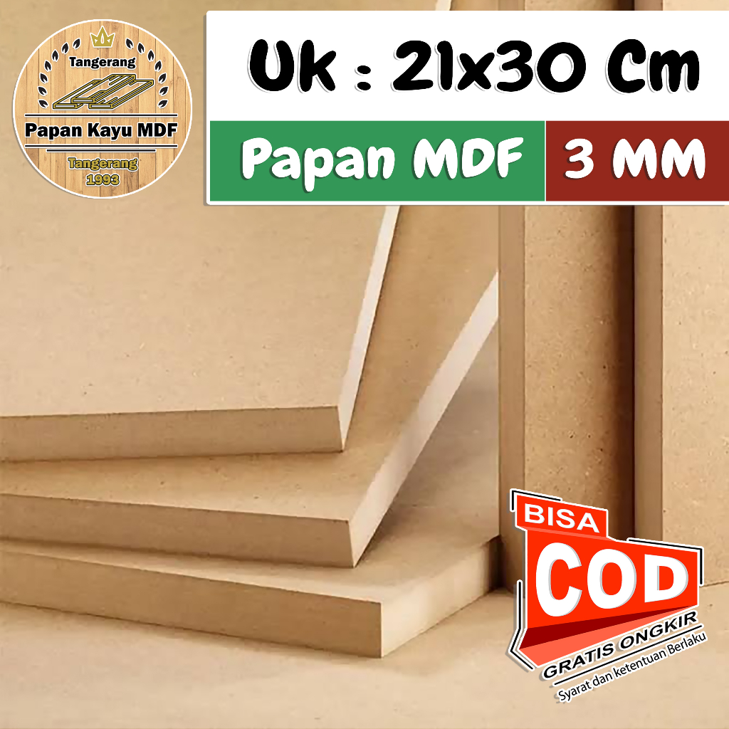 Kayu Papan MDF Ketebalan 3MM Ukuran 21x30cm MDF BOARD