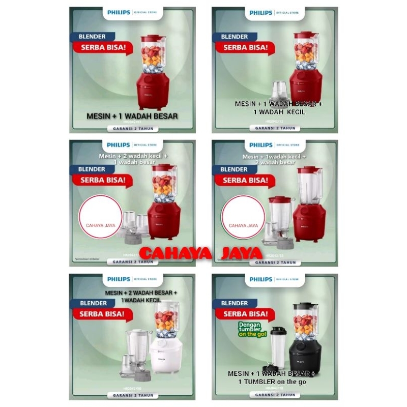 3IN1 BLENDER 3IN1 PHILIPS 3IN1 HR 2042 / HR2042 PLASTIK 1 L  GARANSI RESMI