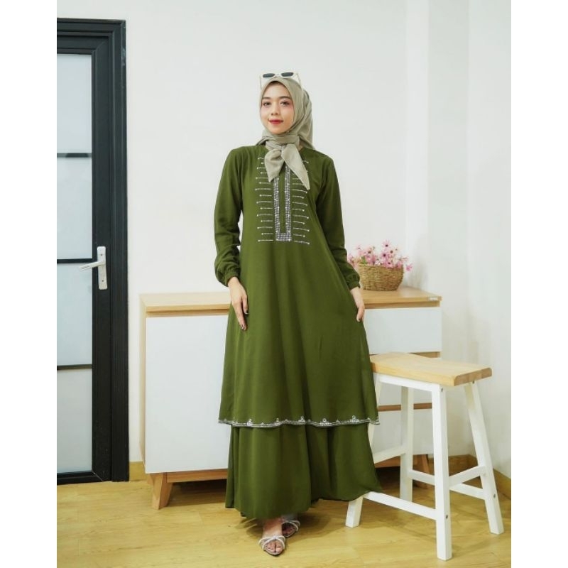 Gamis Melayu Payet Mute Batu Kristal Premium