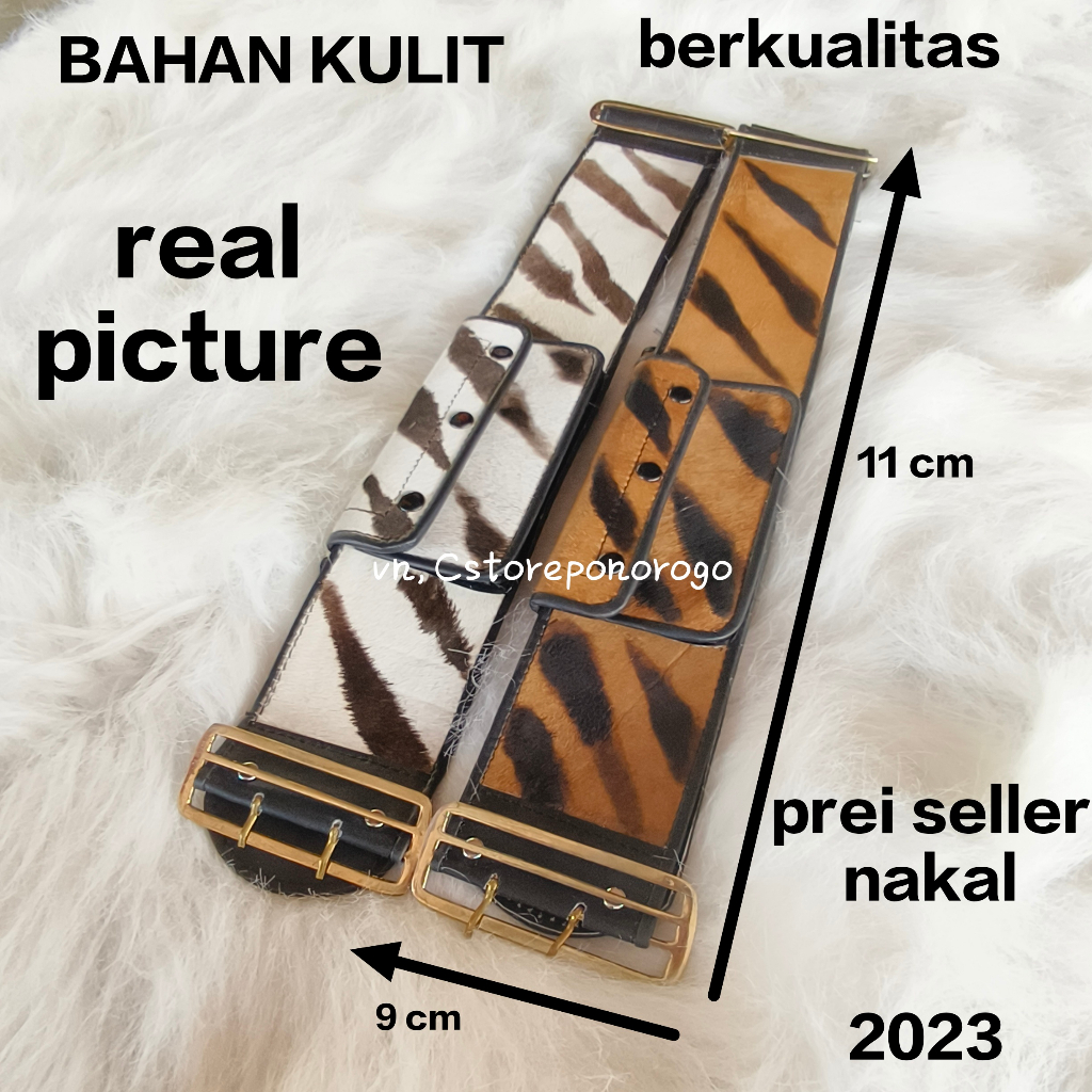 SABUK BOPO KULIT MOTIF MACAN 9 CM / Sabuk bopo anak / sabuk otok / reog / barongan / caplokan / devi