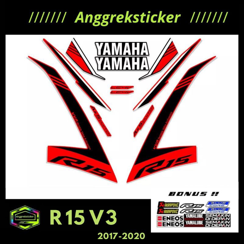 STRIPING YAMAHA R15 V3 EDISI ORI / STIKER YAMAHA R15 V3 / 2017-2020 / STICKER