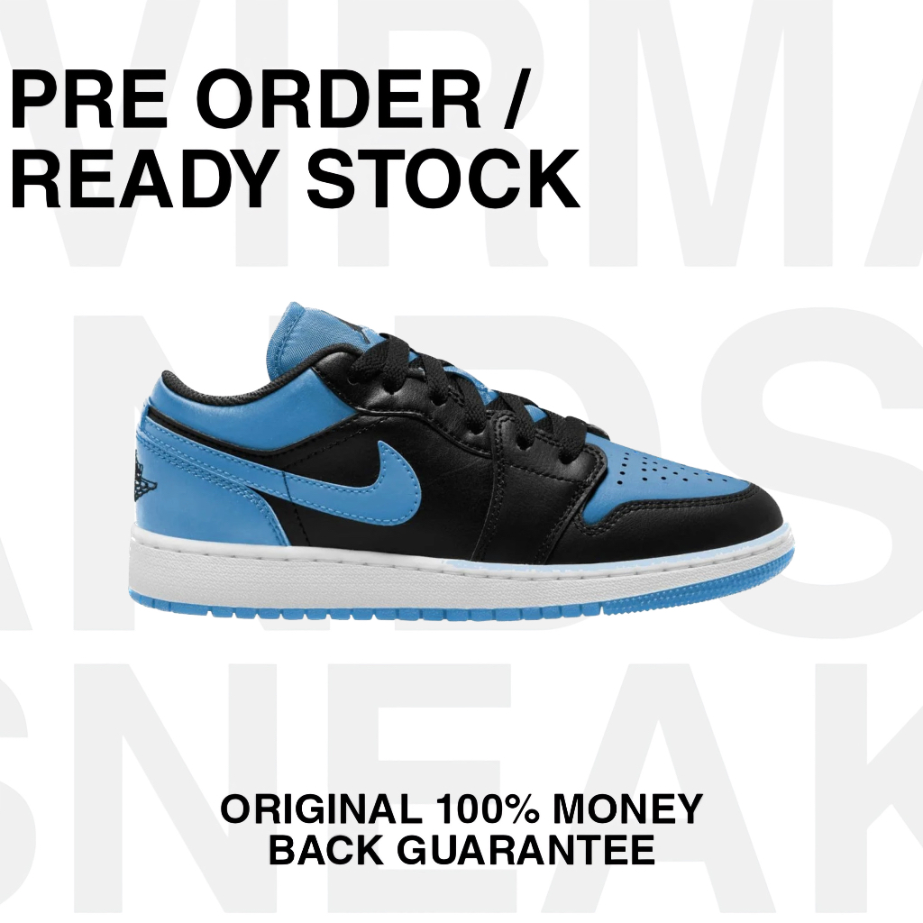 NIKE AIR JORDAN 1 LOW BLACK BLUE [ GS ]  ORIGINAL 100% TERBARU BEST SELLER TERMURAH TERLARIS SEPATU 