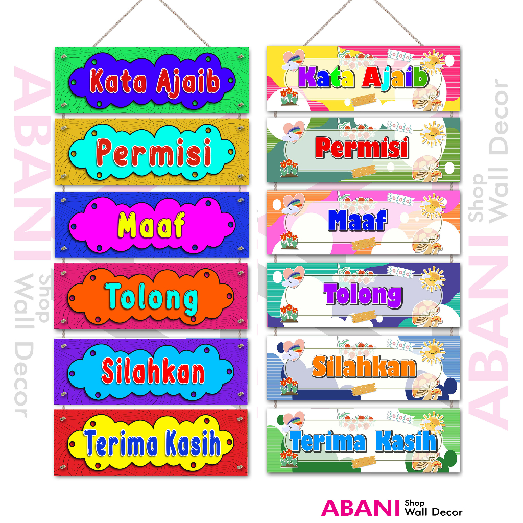 5 Kata Ajaib Hiasan Dinding Kelas TK SD Magic Word Poster Edukasi Dekorasi Dinding Kelas Kata Kata A