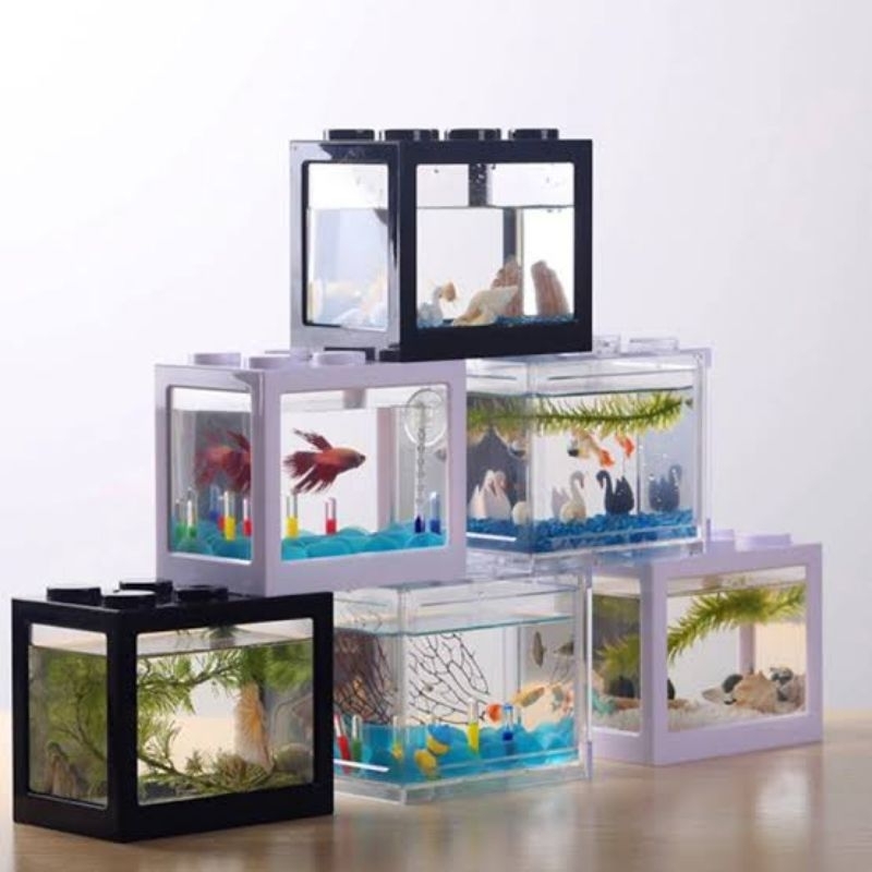 AQUARIUM LEGO - Akuarium Mini Aquarium Lego Akuarium Cupang Dekorasi Meja GRATIS IKAN CUPANG