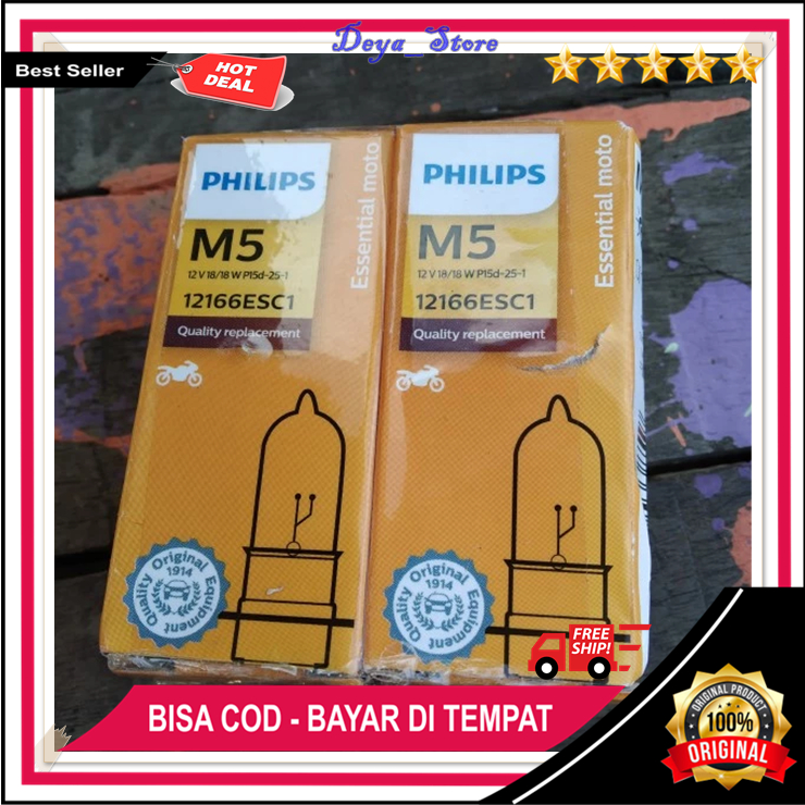 Bohlam Lampu Motor Halogen Philips Essential 18 25 35 WATT Original Lampu Depan Motor High Quality