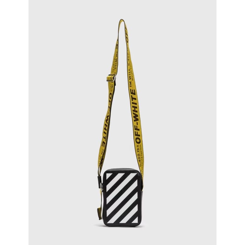 Off White Binder Diagonal Crossbody Bag ORI, nego