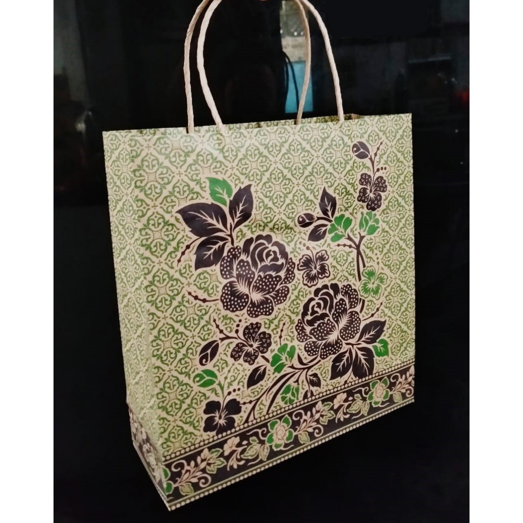 

10 pcs Paperbag Batik Kraft OKEY A+ (PLUS) 22X8X24 cm Tali Warna Random