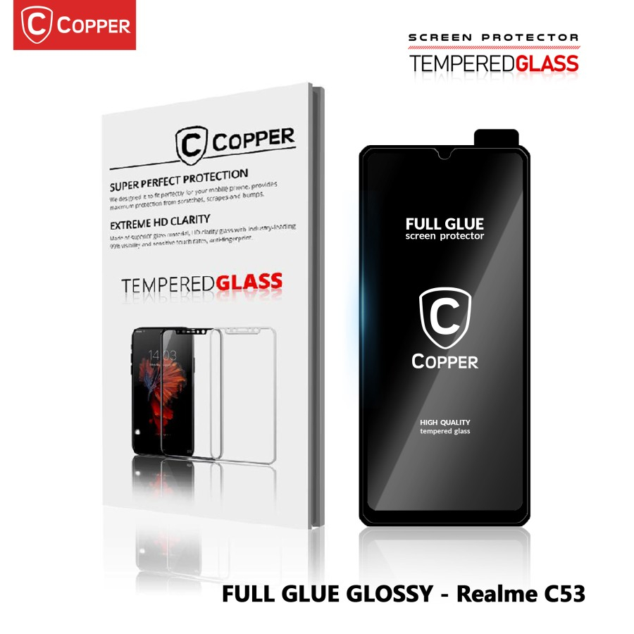 Realme C53 - COPPER Tempered Glass FULL GLUE PREMIUM GLOSSY