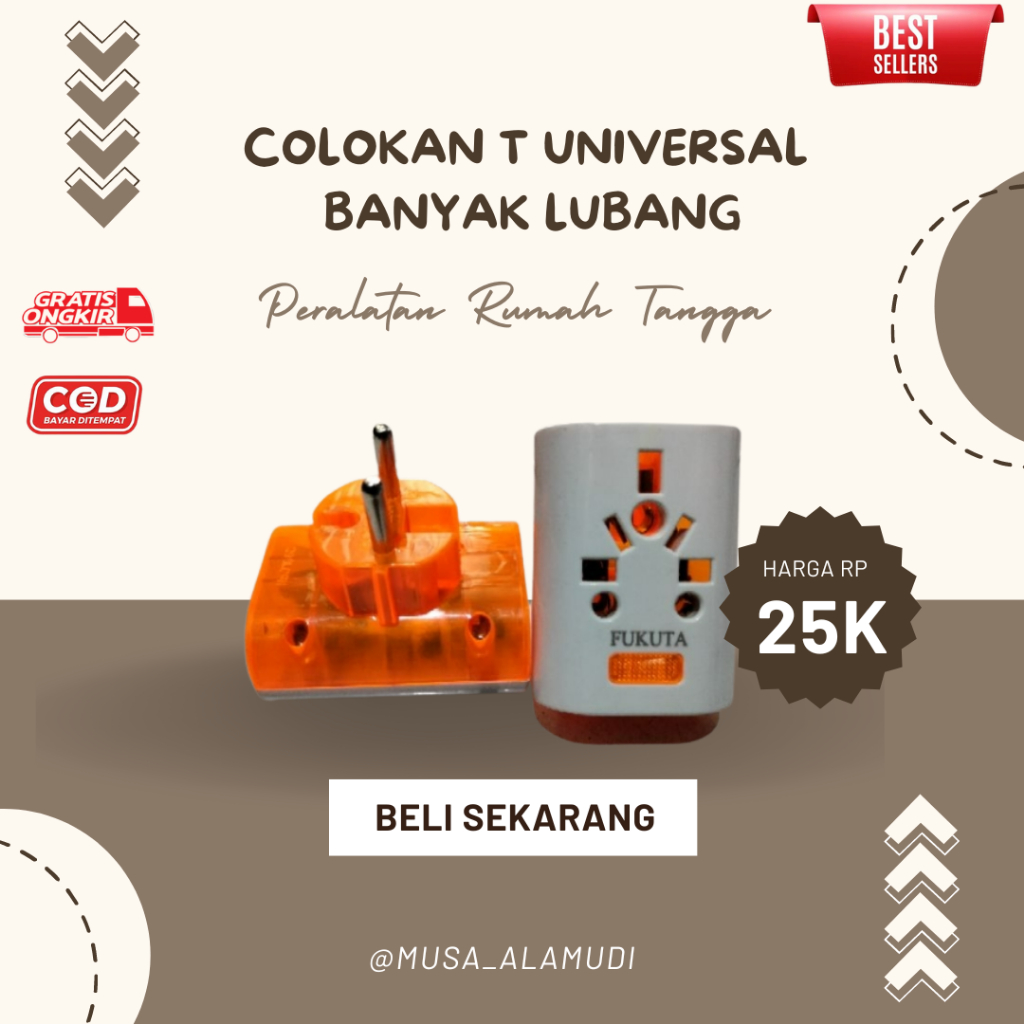 Colokan T Universal Banyak Lubang Ac,Kulkas TV Colokan Iphone