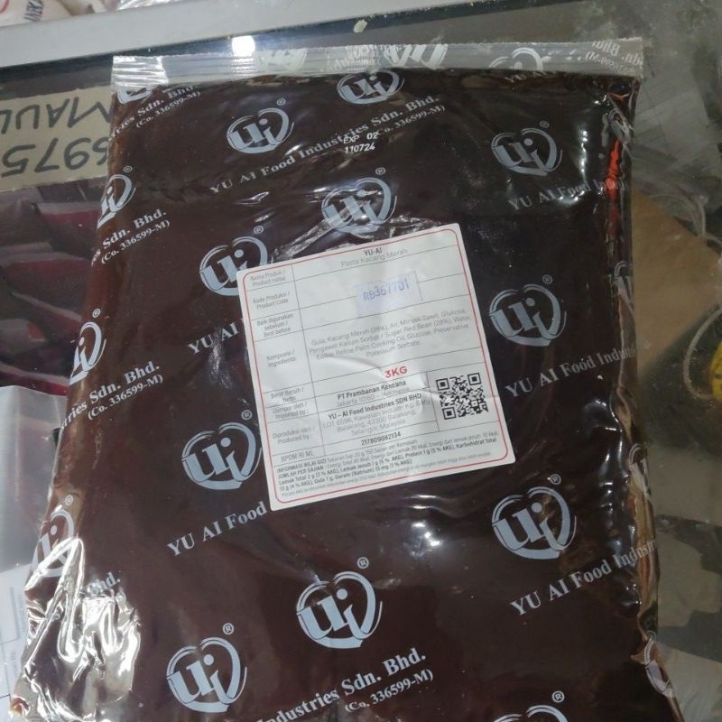 

selai red bean paste kacang merah 1kg merk yu ai yuai yu-ai red bean paste