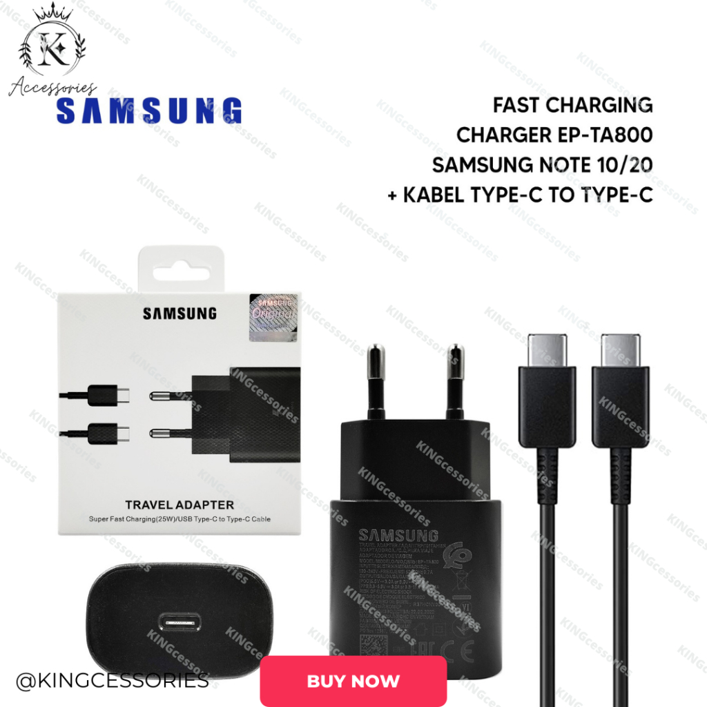 CHARGER SAMSUNG NOTE 10 ORI 100% EP-TA800 SUPER FAST CHARGING 25W + KABEL TYPE-C