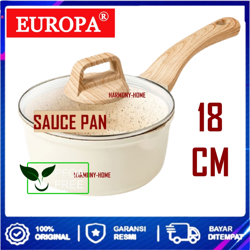 EUROPA SUPER PAN - SAUCE PAN 18 CM + TUTUP KACA GRANITE BEIGE