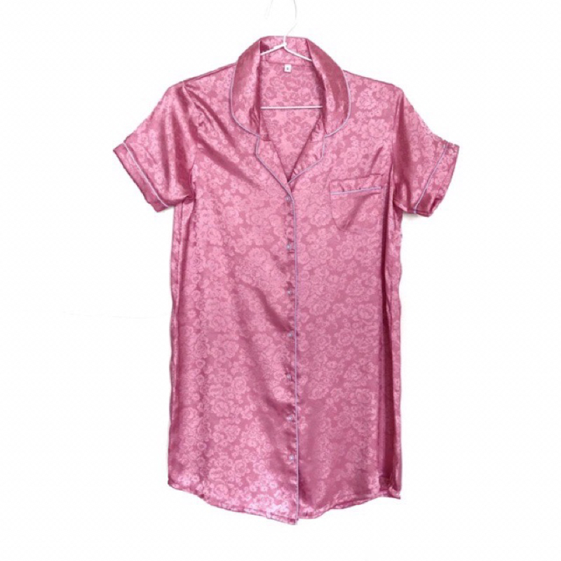 Rosy Pink Sleepshirt Daster Wanita Sateen