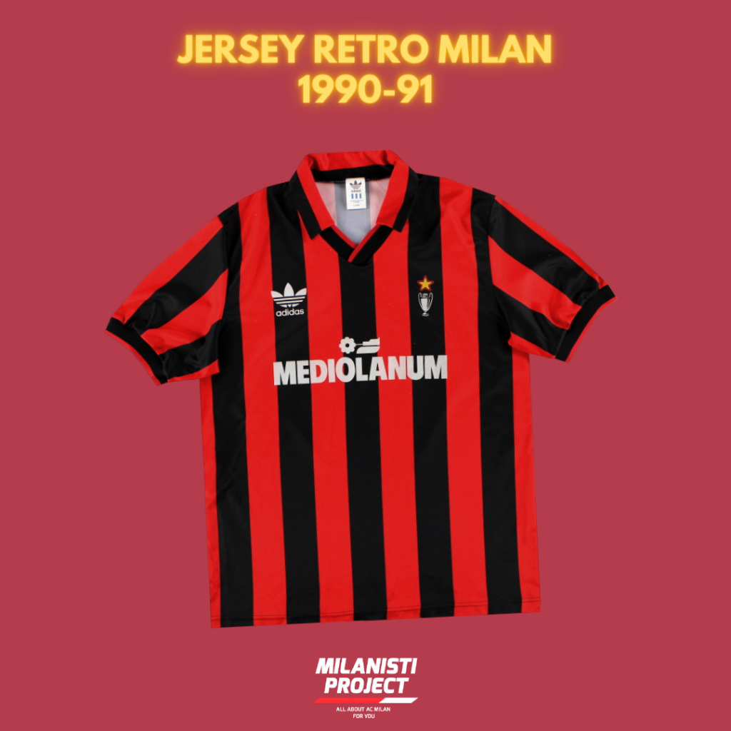 JERSEY RETRO MILAN HOME 1990/91 | KAOS BOLA MILANISTI | BAJU BOLA VINTAGE BLOCKCORE