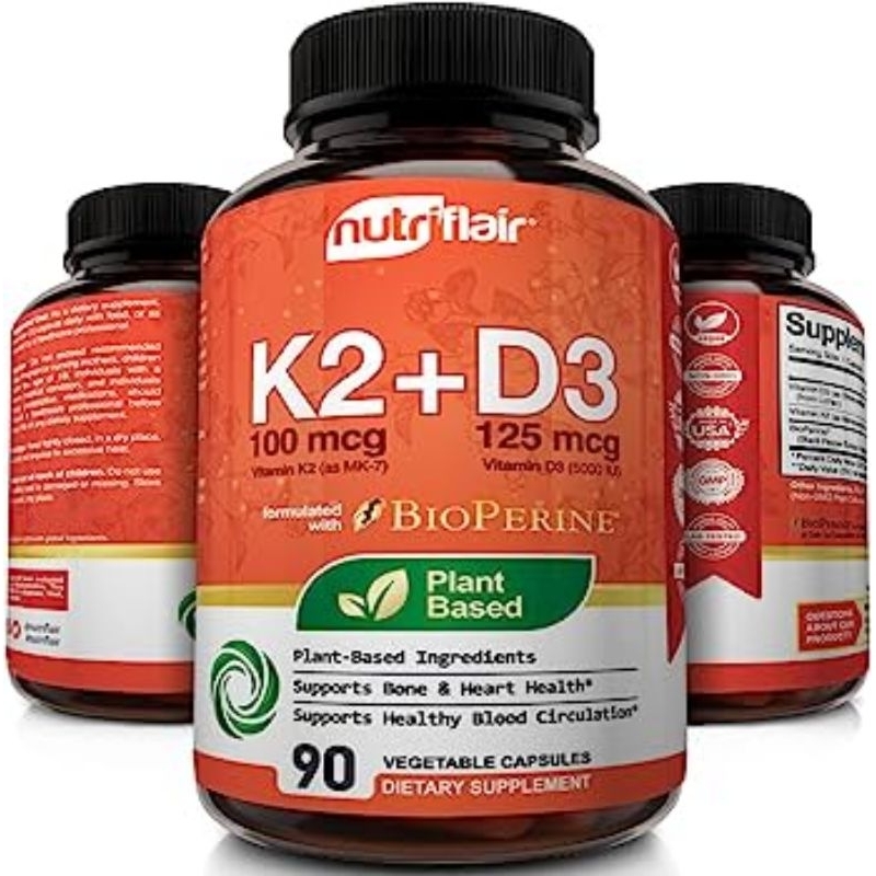 Nutriflair Vitamin K2 With D3 5000 IU With Bioperine 90 Capsules