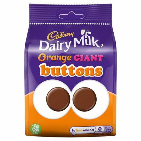 

CADBURY DAIRY MILK ORANGE GIANT BUTTONS 100g