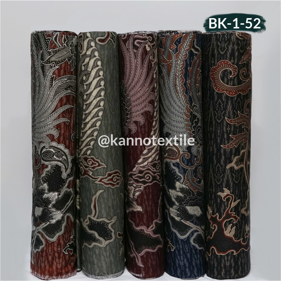KAIN BATIK KATUN HALUS PRIMISIMA BK-1-52 MOTIF ABSTRAK WARNA BIRU/COKLAT/HIJAU/MARUN/UNGU