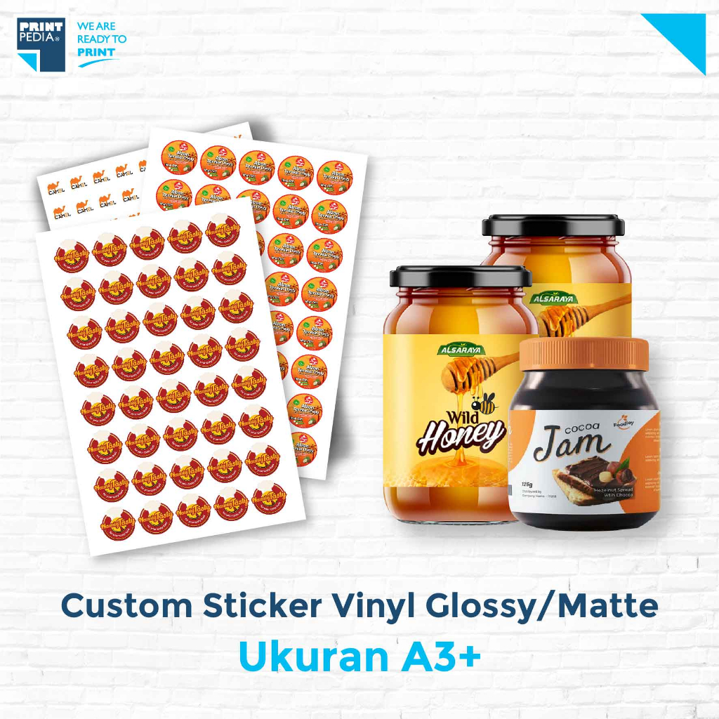 

Custom Sticker Label Vinyl A3+ Kemasan Produk Olshop Makanan Minuman Waterproof - Stiker Label Vinyl Anti Air