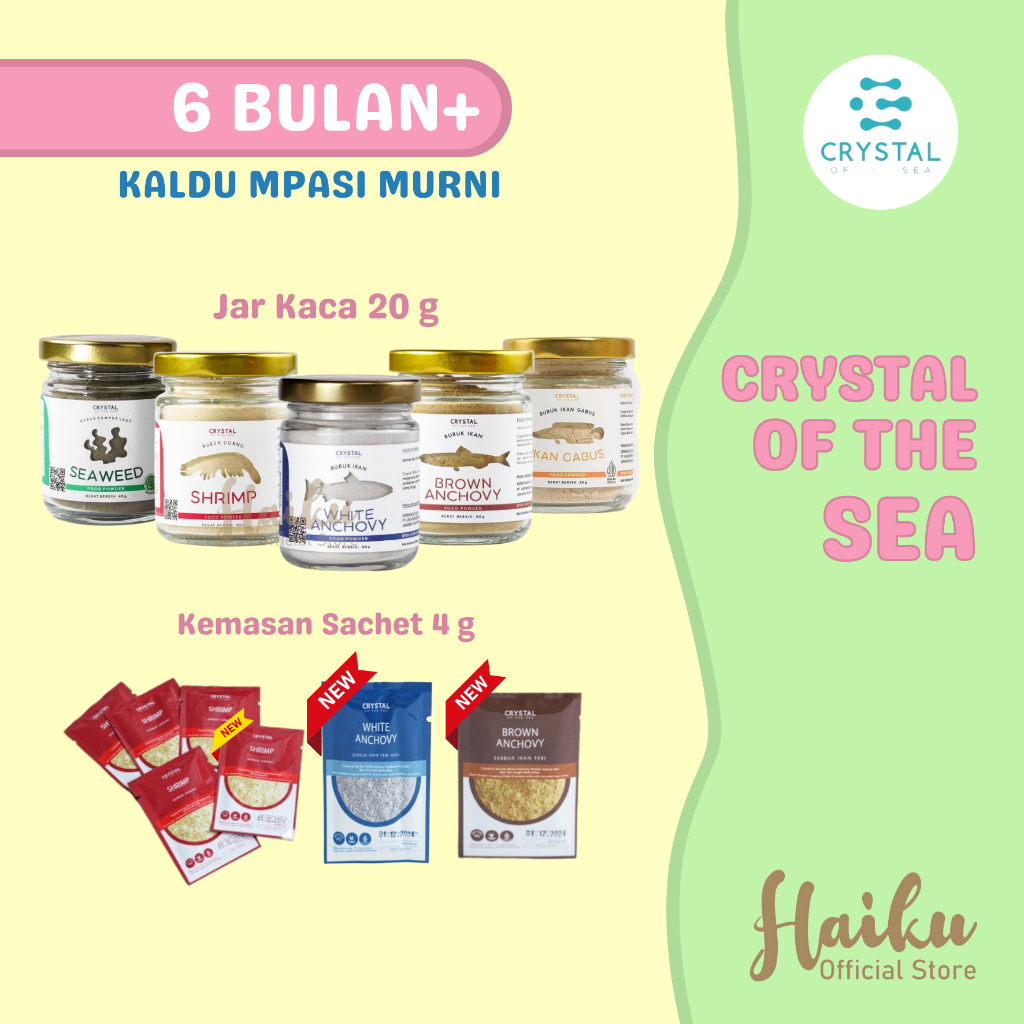 

Crystal Of the Sea / White Anchovy / Brown Anchovy / Shrimp Powder 20gr / Bubuk Udang Teri Kaldu MPASI Bayi