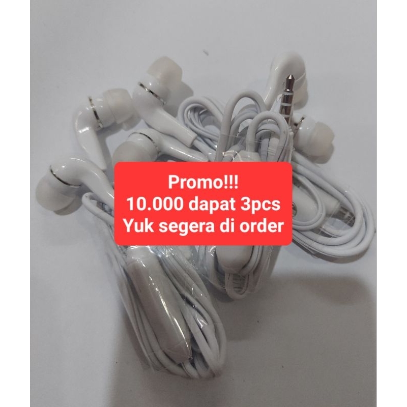 promo cuci gudang handsfree headset earphone 10 ribu dapat 3 pcs