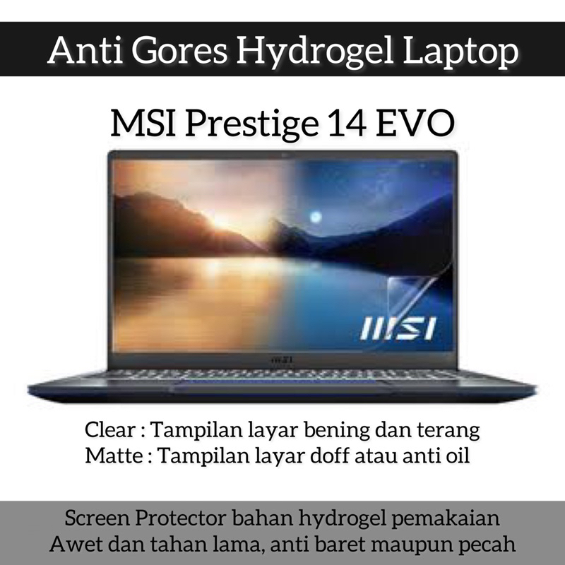 Screen Protector Laptop MSI prestige 14 EVO Anti Gores Hydrogel Laptop prestige