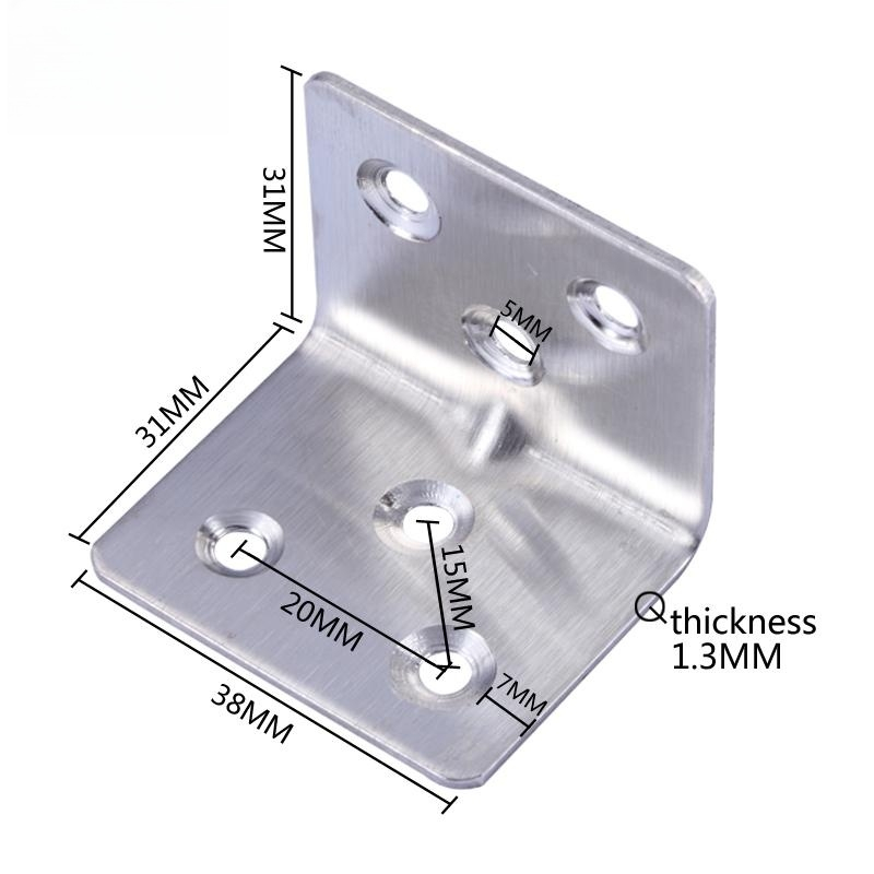 100Pcs Bracket Siku Ambalan L Stainless Plat Siku L/Plat Siku Ambalan L/Siku L Penahan Ambalan Rak
