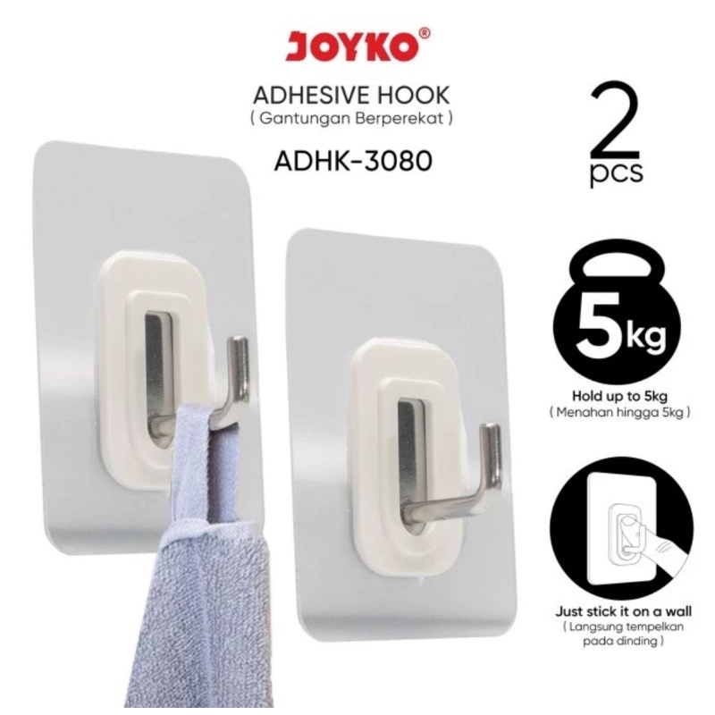 Joyko Adhesive ADHK-3080 - Gantungan Dinding - Hook Tempel Dinding