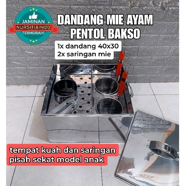Dandang Mie Ayam Bakso Pentol Sekat Stainless - Panci Mie Ayam / Tong mie kocok