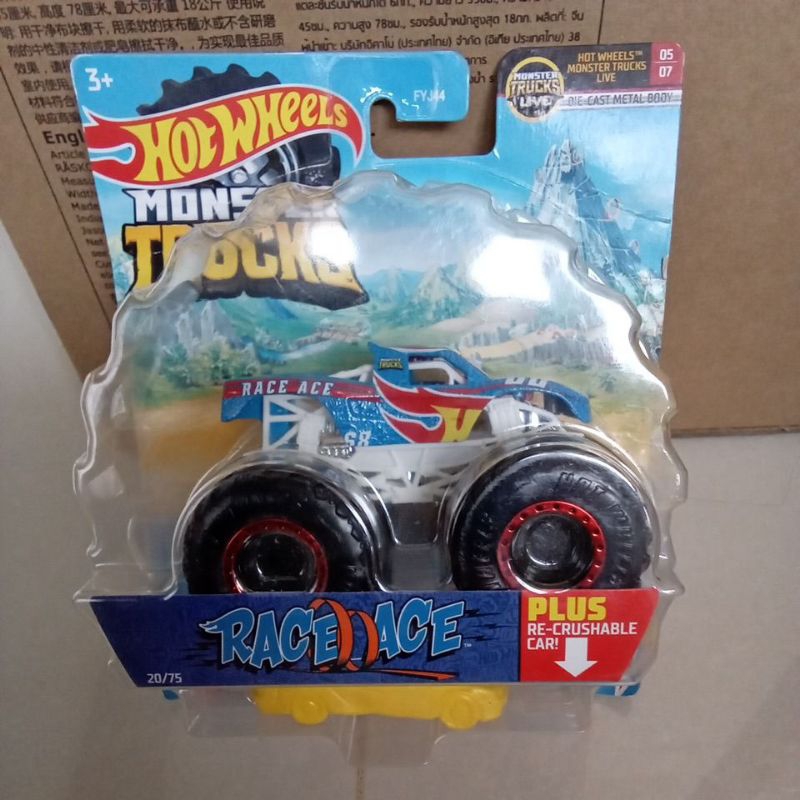 race ace monster trucks hotwheels biru 68