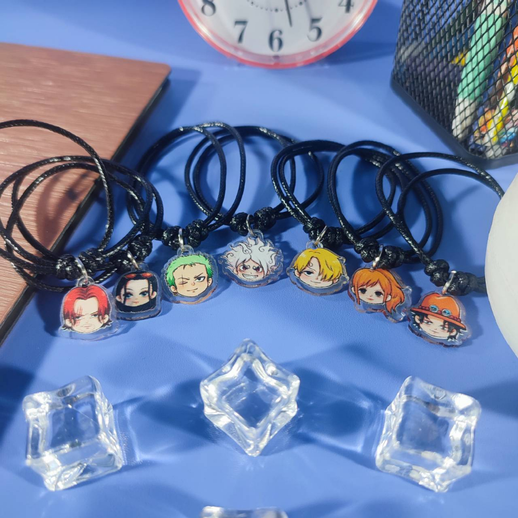 Bracelet Anime One Piece - Gelang Tali Single Charm - versi kaitan gantungan akrilik Luffy - Zoro - 