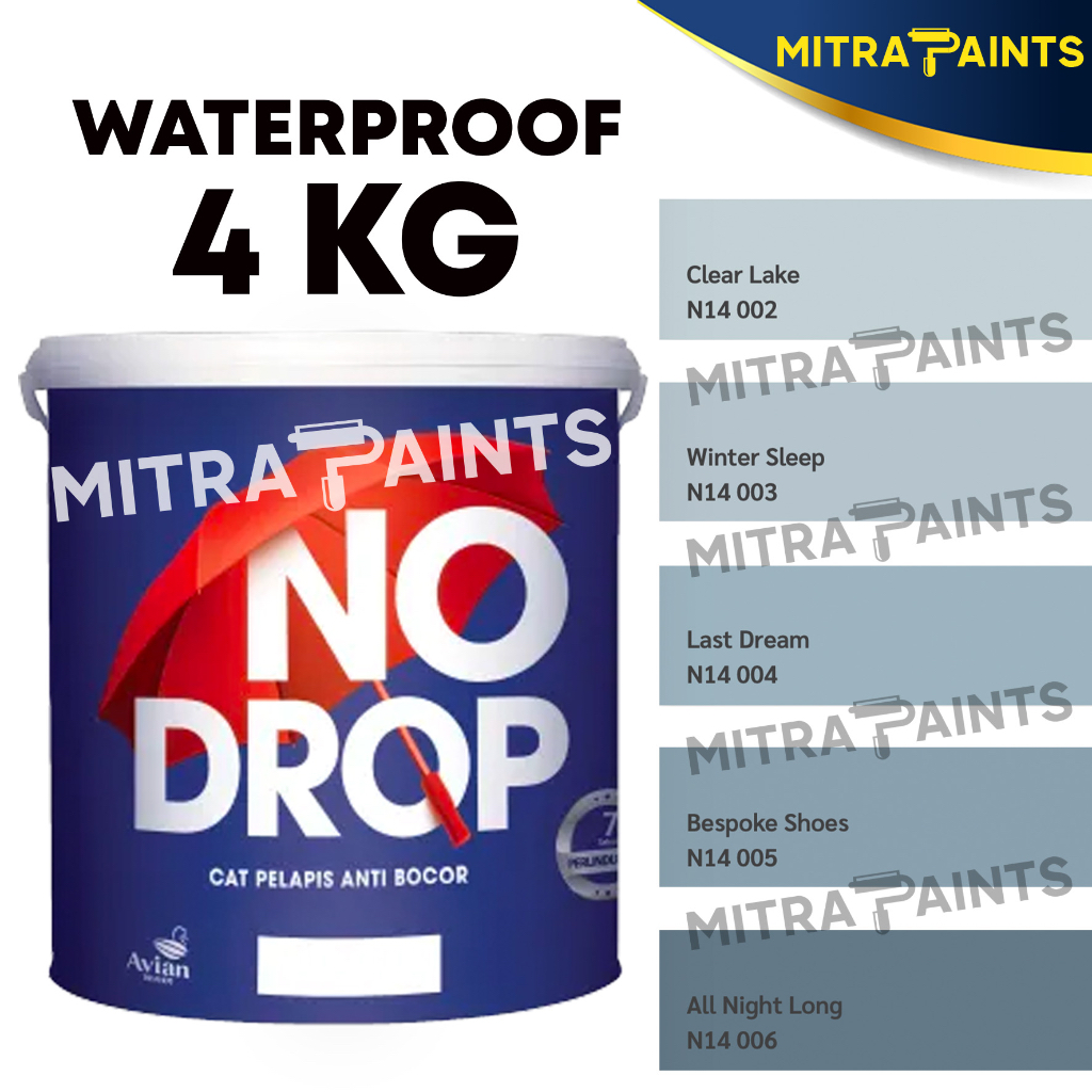 CAT WATERPROOF NO DROP ANTI BOCOR 4 KG / N14 ABU BIRU / WARNA CUSTOM TINTING